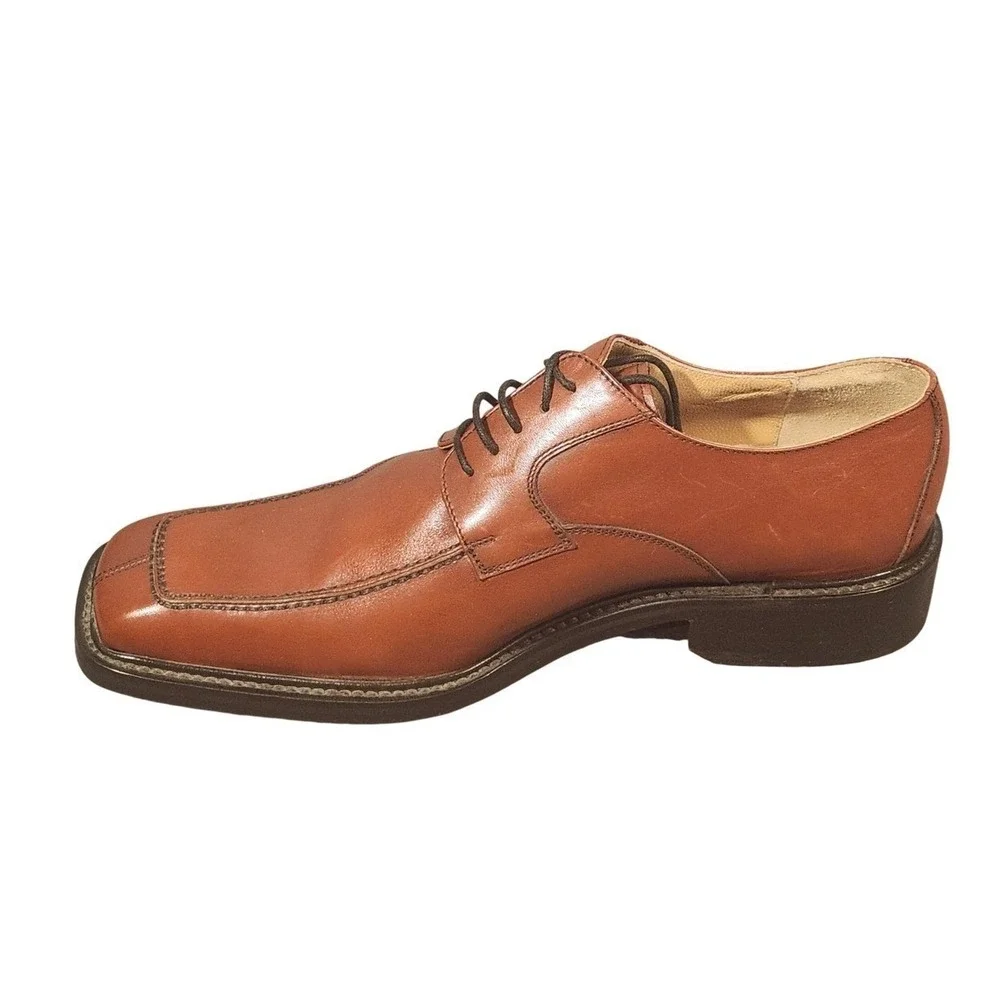 Vintage Shoes Mens Size 10.5 Lenardi Leather Derby Square Toe Handmade Italy